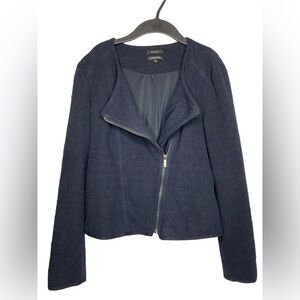 RW & CO. Navy Zip Up Blazer Jacket Good Used Condition Size L Moto Jacket Fall